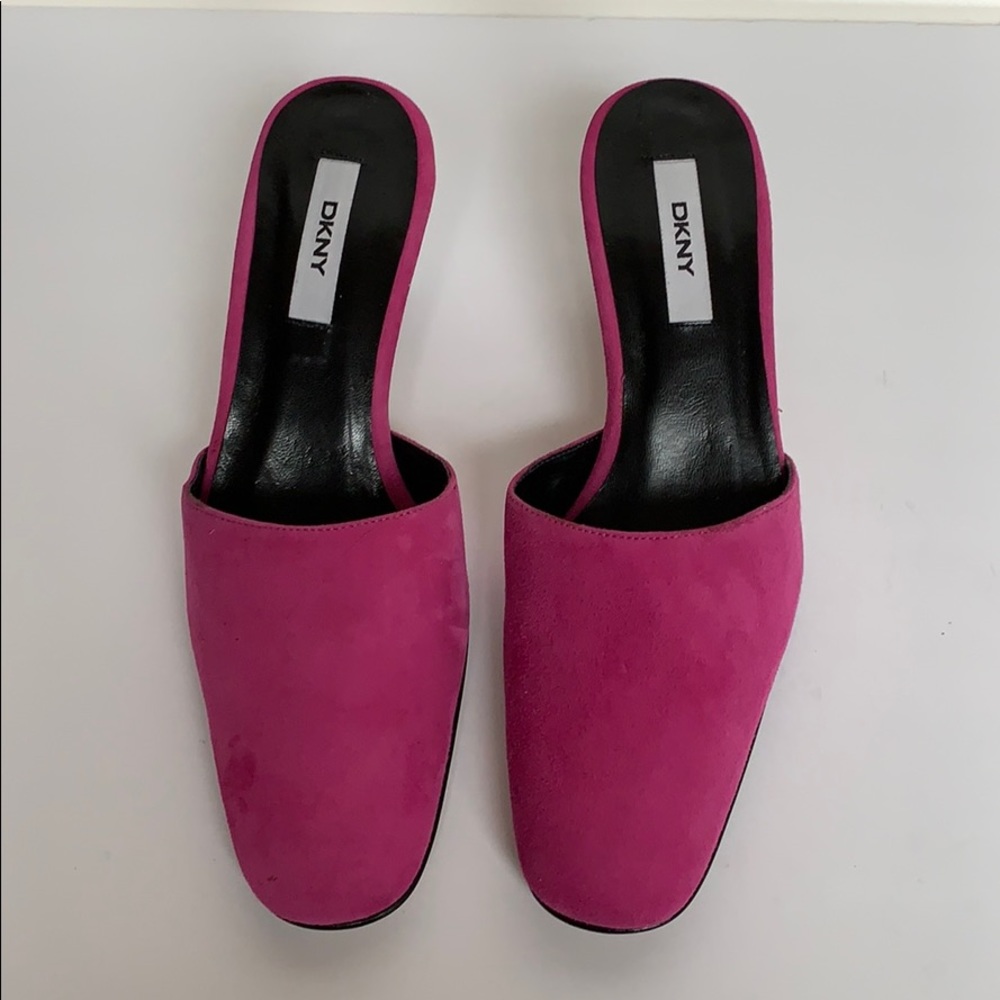 DKNY Pink Suede Mules